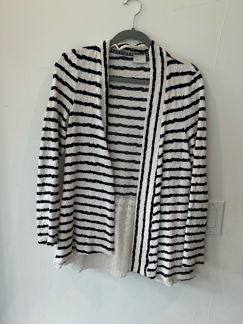 Anthropologie Striped Open-Front Women's Cardigan Sweater - Black & White